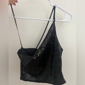 H&M Black Sequin Cowl Neck Camisole